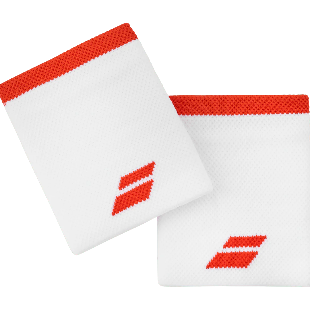 Babolat Logo Jumbo Wristband Unisex White Fiesta Red