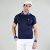 Head Slice Polo T-Shirt Men Navy & Royal blue