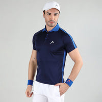 Head Slice Polo T-Shirt Men Navy & Royal blue