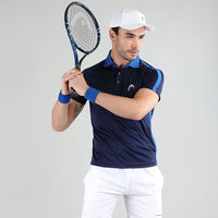 Head Slice Polo T-Shirt Men Navy & Royal blue