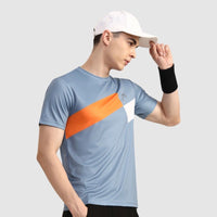 Head Top Spin T-Shirt Men Charcoal Orange White