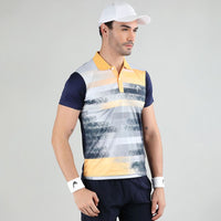 Head  Topspin Polo T - Shirt Men Navy & Yellow