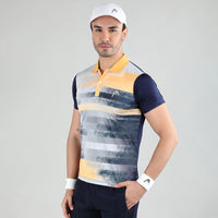 Head  Topspin Polo T - Shirt Men Navy & Yellow