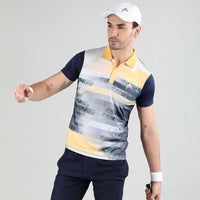 Head  Topspin Polo T - Shirt Men Navy & Yellow