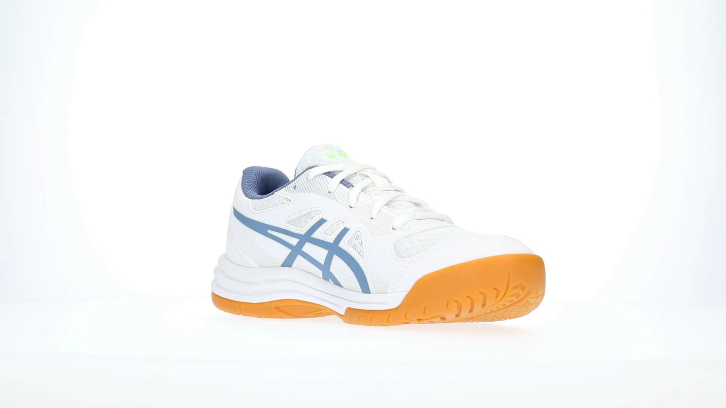 Asics Upcourt 5 Badminton Shoes (Midnight And Hazard Green)